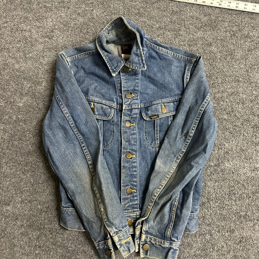 Lee Denim Jacket Mens S Blue Vintage Riders Trucker Made in USA Cotton Button Up